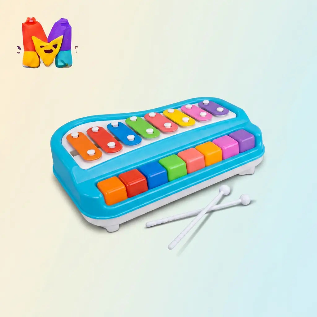 2-in-1 Kids Xylophone & Piano Musical Toy – 8 Colour Keys