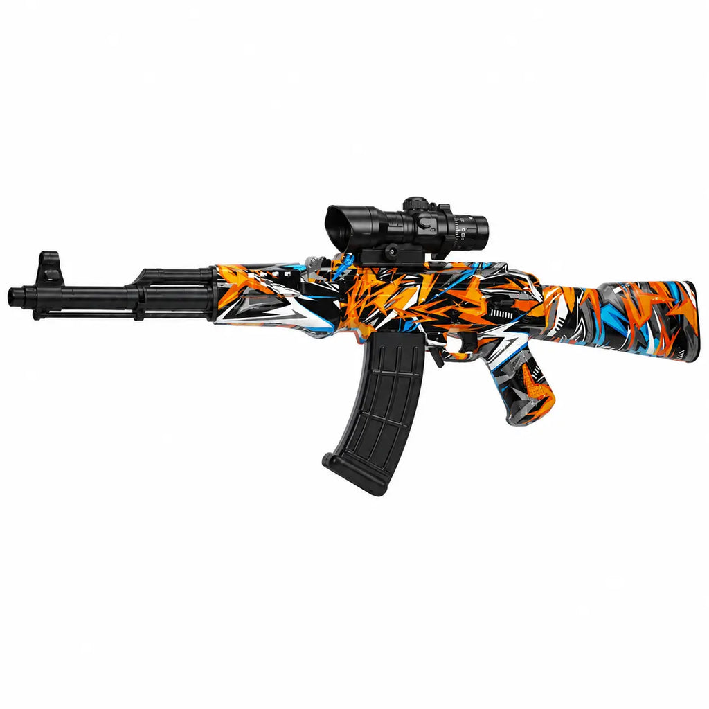 AK47 electric gel ball blaster with detachable magazine and scope