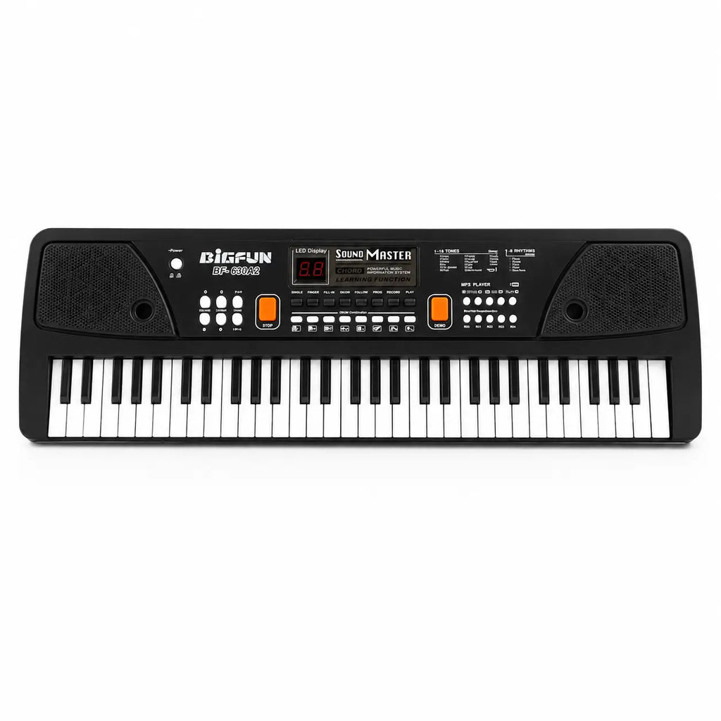 BIGFUN BF-630A2 black 61-key electronic keyboard with dual speakers and LED display