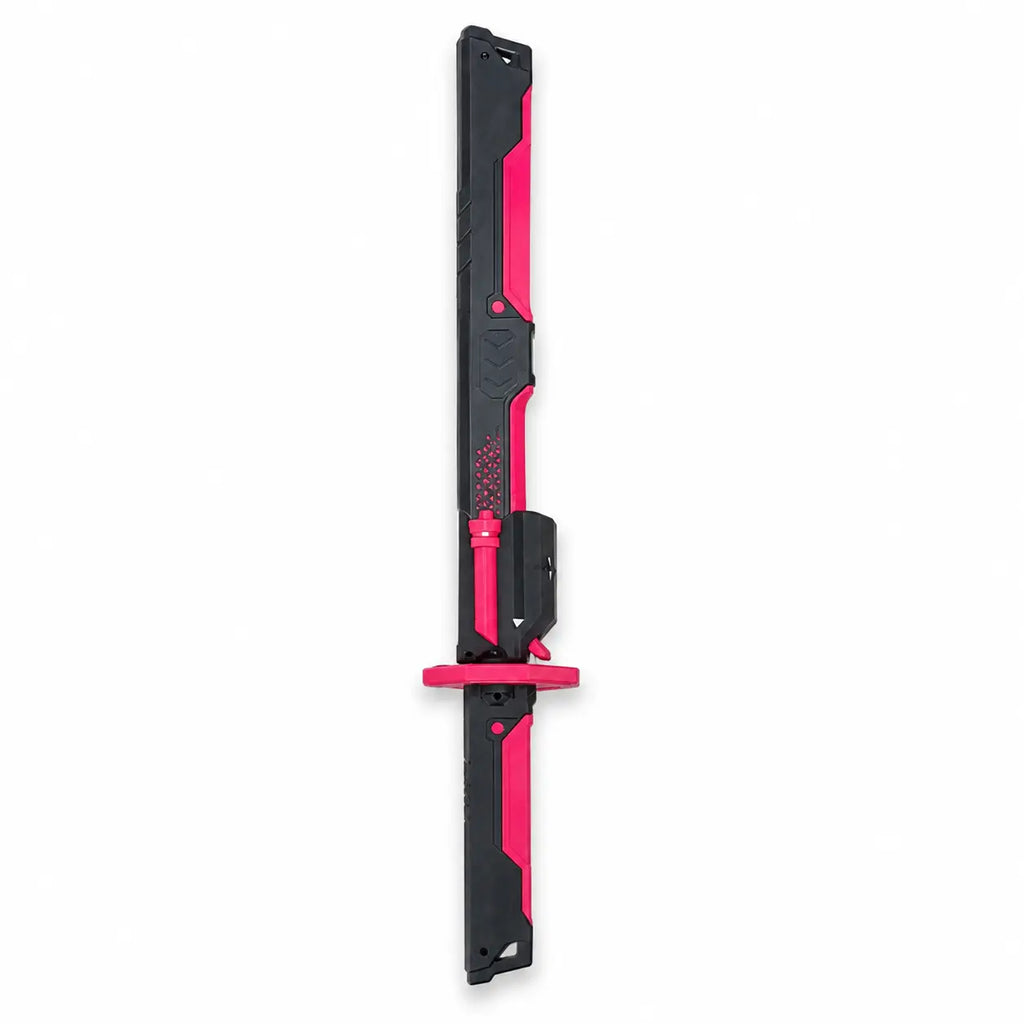 Full black and hot pink LED light saber toy sword isolated on white background