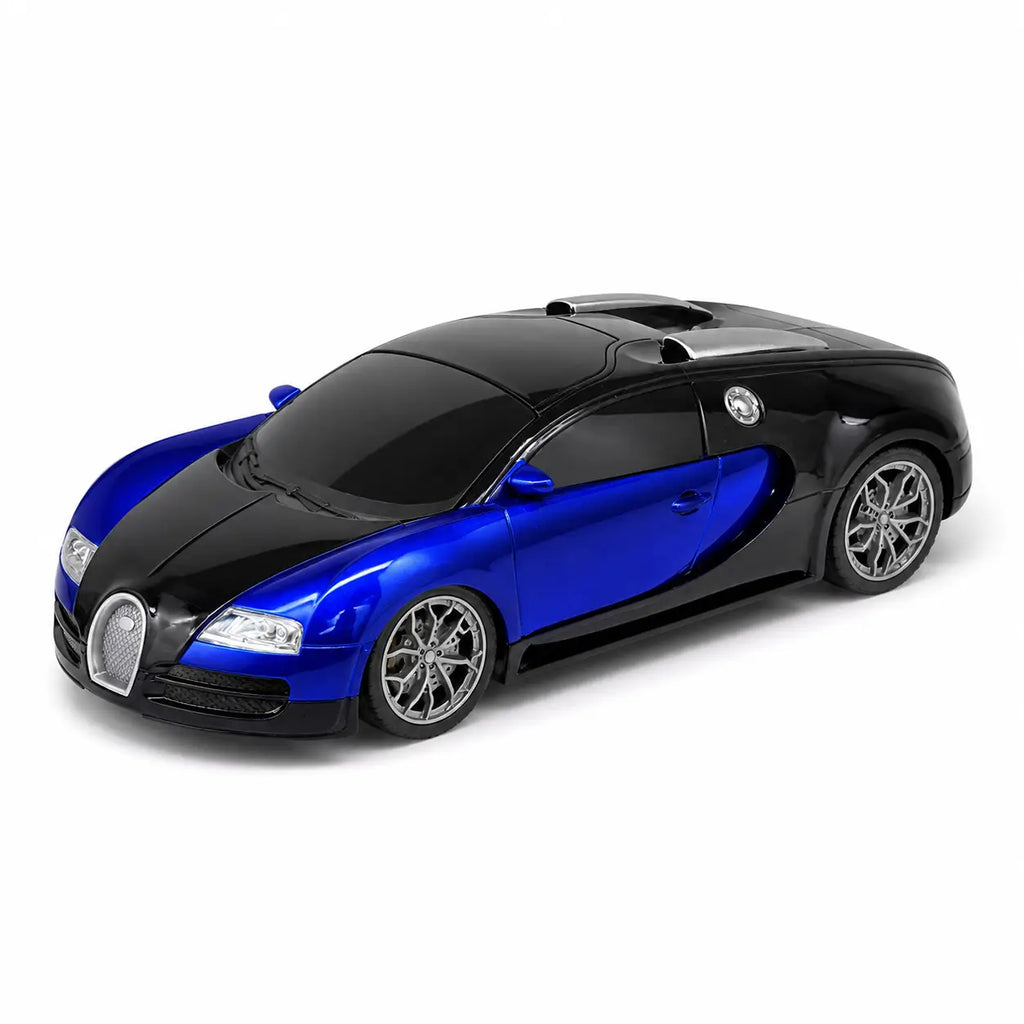 Blue and black 1:16 remote control sports racing car shown from front three-quarter angle