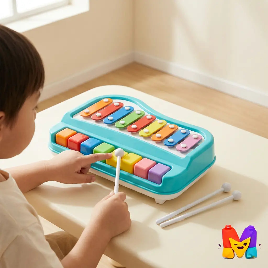 2-in-1 Kids Xylophone & Piano Musical Toy – 8 Colour Keys