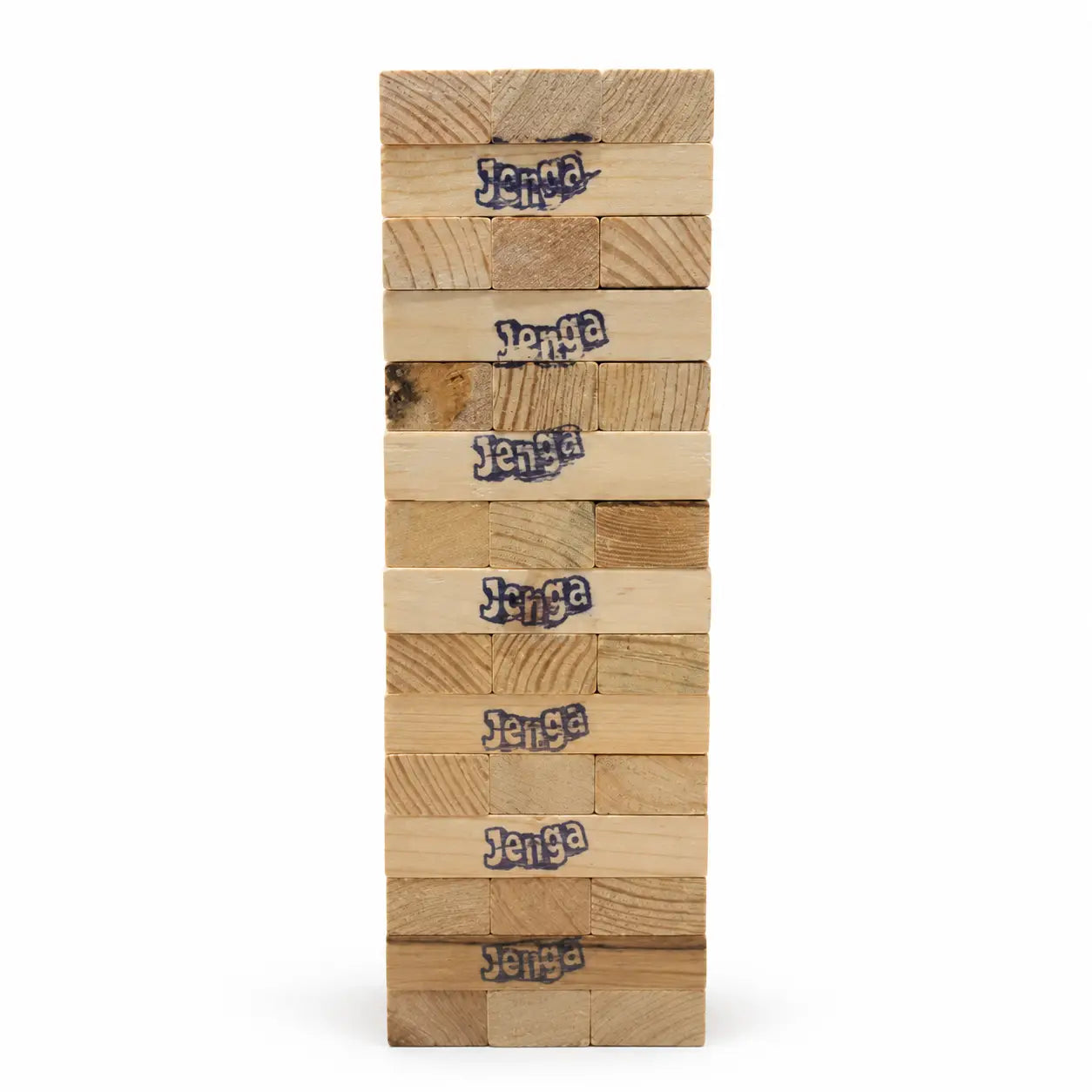 Classic Jenga wooden stacking tower made with natural wood game blocks