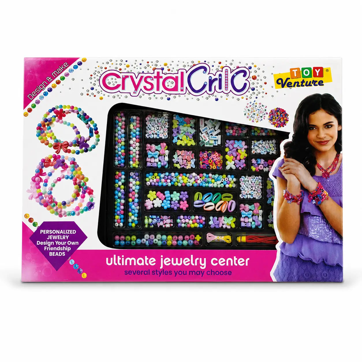 Crystal Chic Ultimate Jewelry Center boxed kids craft kit with colourful beads and bracelet designs