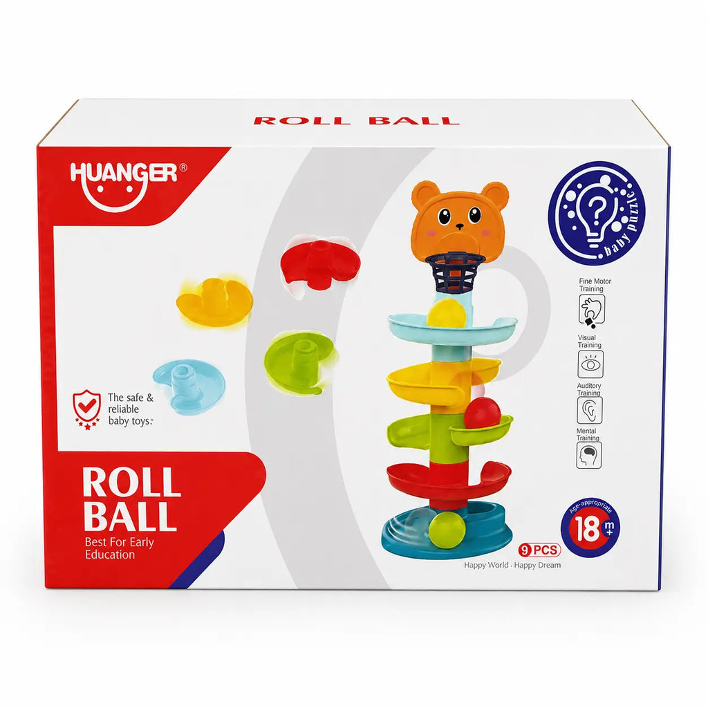Huanger Roll Ball 9PCS early education toy retail box front view