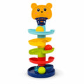 Huanger Roll Ball Tower Toy with colourful curved tracks bear basket and rolling balls front view