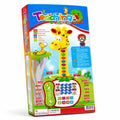 Yellow giraffe phone learning toy shown with retail box, number keypad and musical buttons
