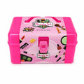 Kids Beauty Set toy in pink carry box front view with pretend makeup and beauty accessories packaging