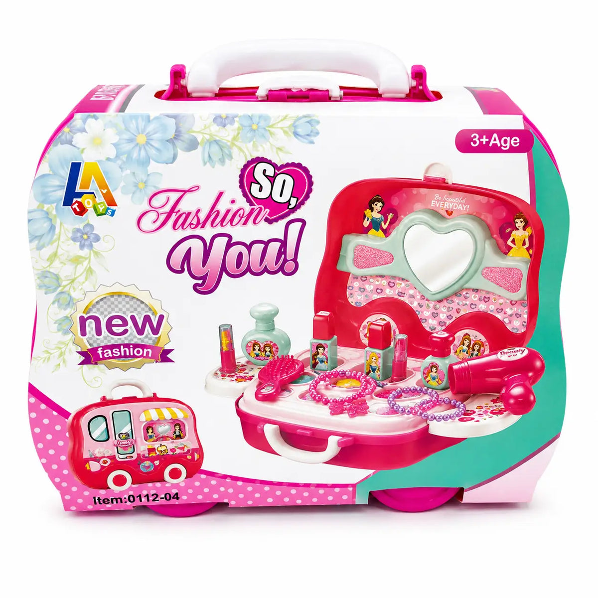 Pink Fashion You kids beauty carry case with pretend hair styling and beauty accessories