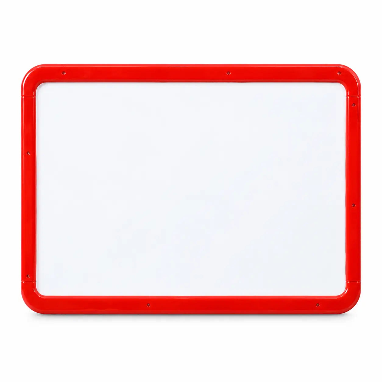 Red framed whiteboard side of kids 3-in-1 learning easel on white background