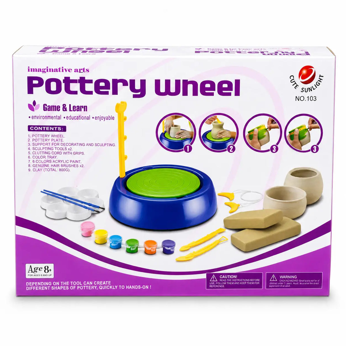 Kids pottery wheel art and craft set complete box front view