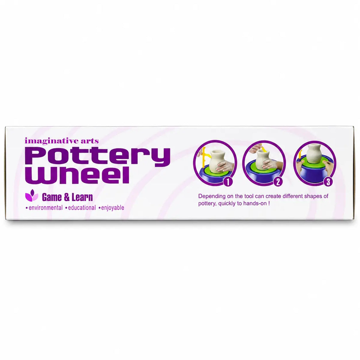 Kids pottery wheel clay art set packaging side view
