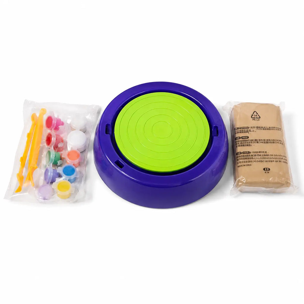 Kids pottery wheel complete kit with clay paints and sculpting tools