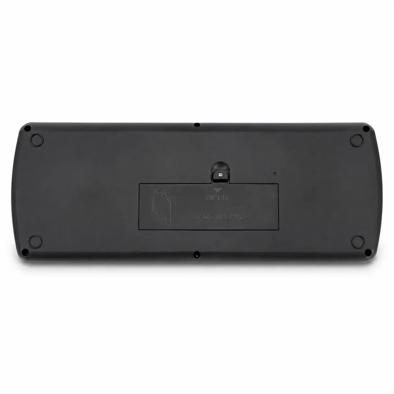 Back view of MS-322A electronic keyboard showing battery compartment