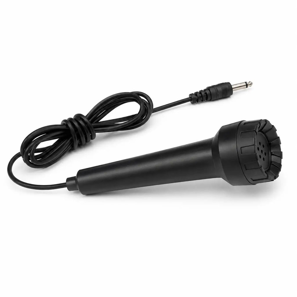 Black wired microphone accessory included with MS-322A electronic keyboard
