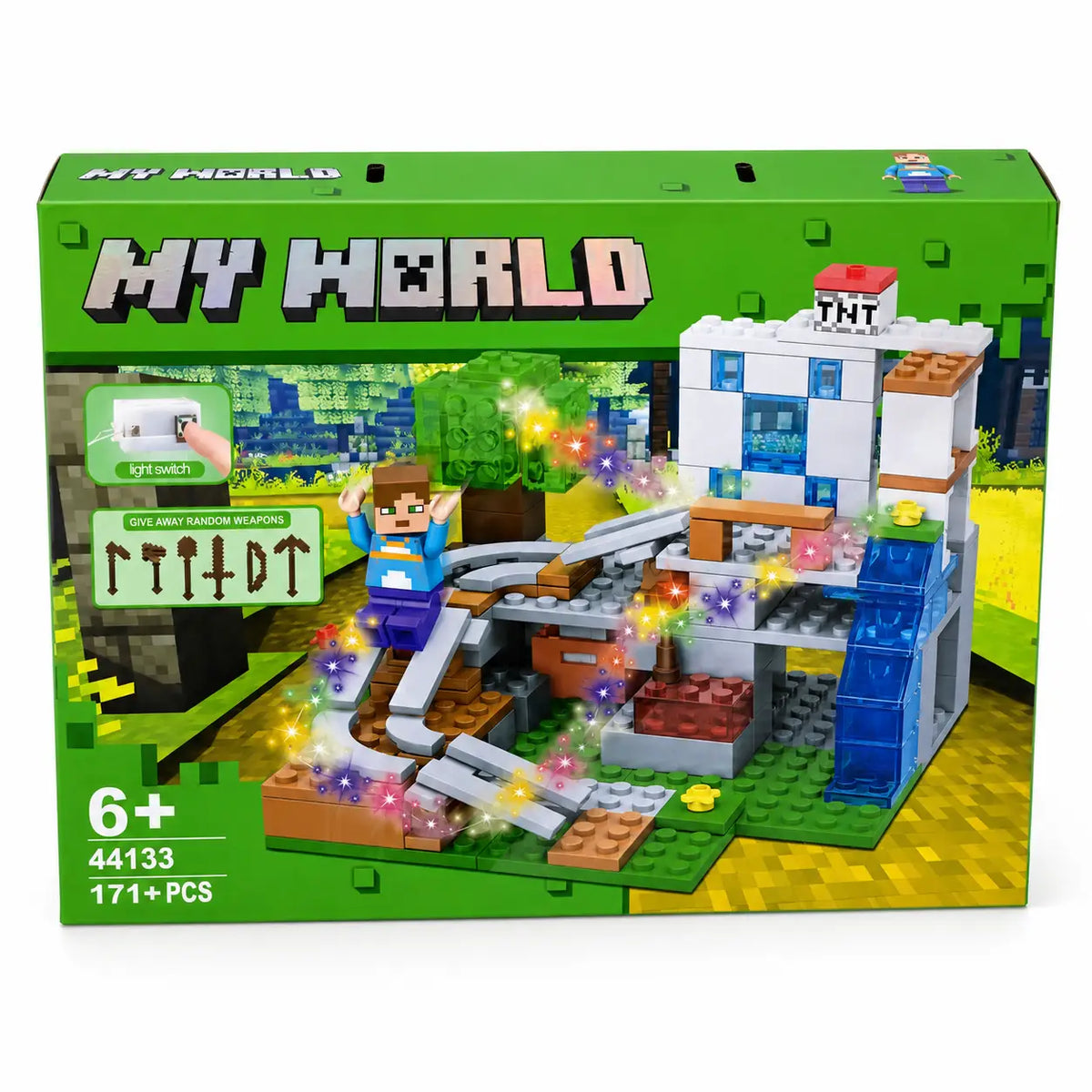MY WORLD 44133 171+ PCS light-up building blocks set for kids age 6 plus front packaging view