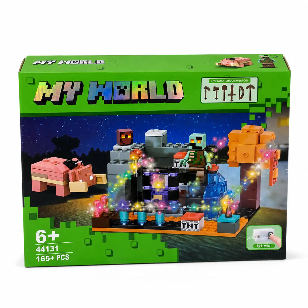 MY WORLD 44131 light-up 165+ PCS building blocks construction toy for kids age 6 plus front box view