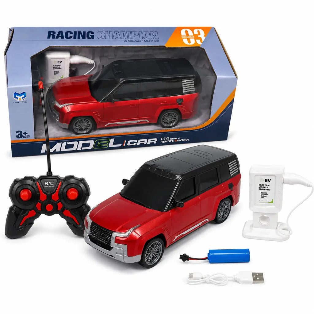 Racing Champion rechargeable RC SUV complete set with remote battery USB cable charging station and box