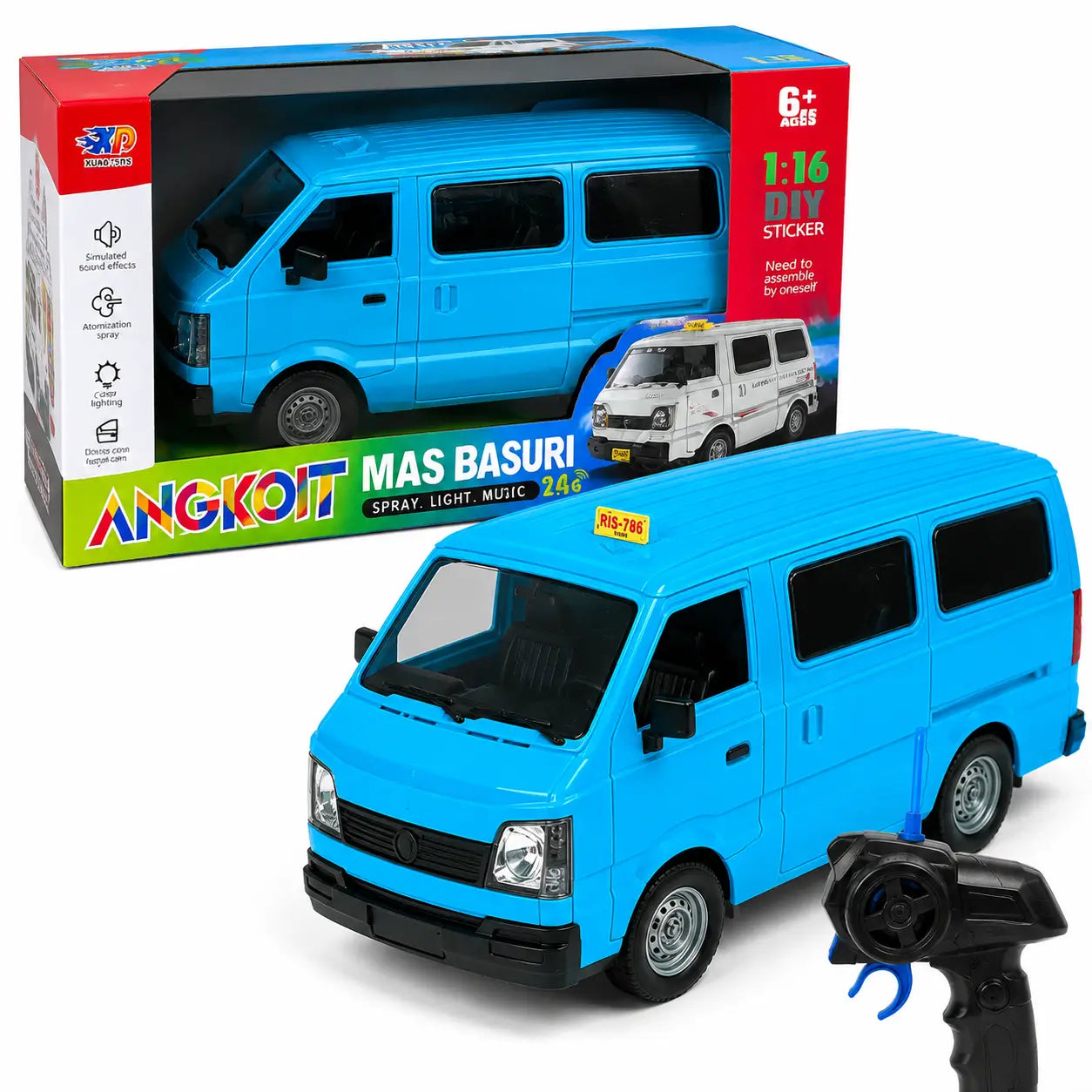 RC Suzuki Bolan Hi Roof Taxi Remote Control Car for Kids - Red | Spray, Lights & Music