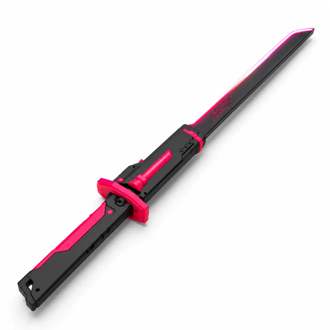 Full black and hot pink LED light saber toy sword isolated on white background