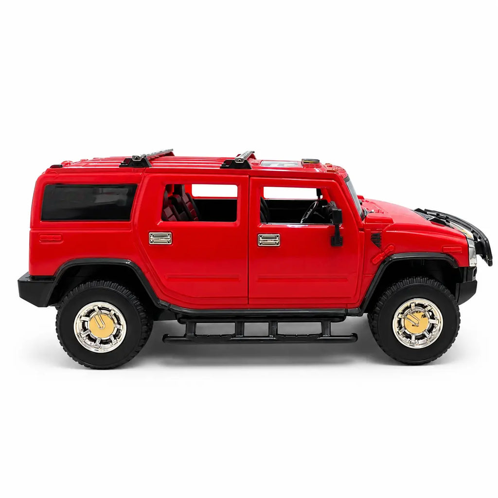 Red 1:16 remote control Hummer-style SUV on white background