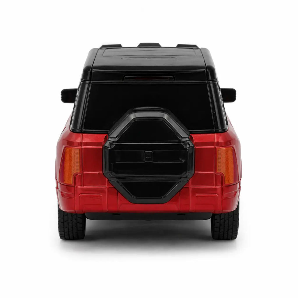 Red and black rechargeable remote control SUV toy car rear view