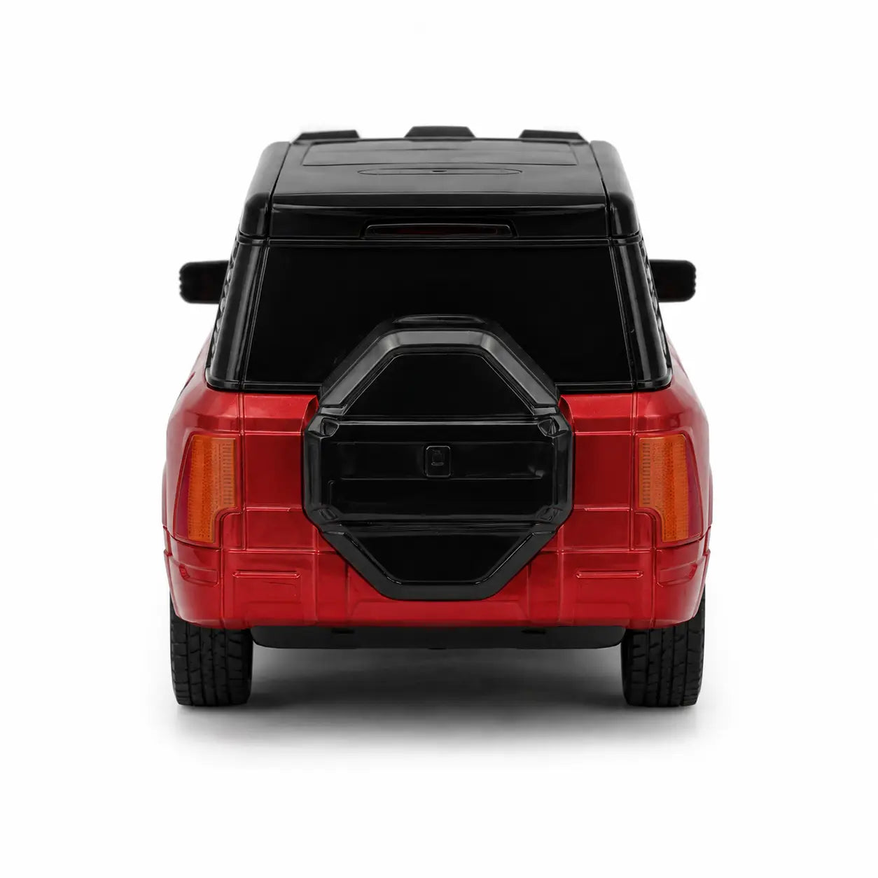 Red and black rechargeable remote control SUV toy car rear view