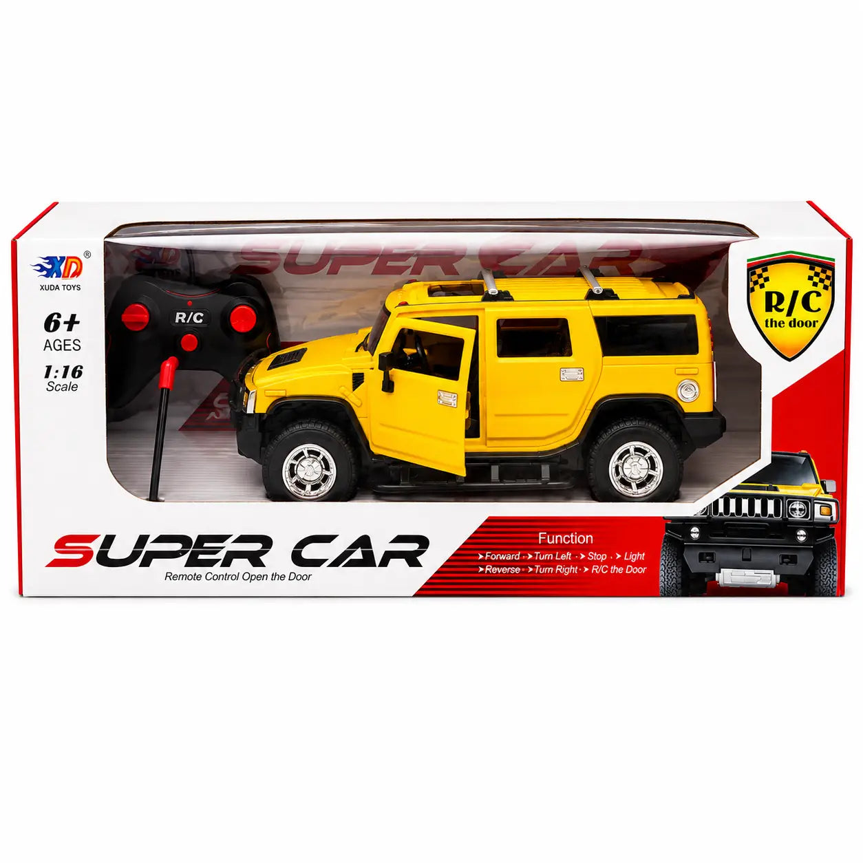 Remote control Hummer SUV toy box with red and yellow car options