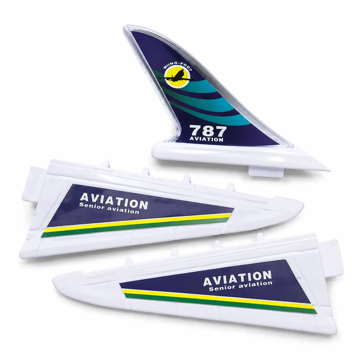 Detachable wing and tail components for Senior Aviation 787 electric airplane toy