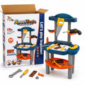 Smart Tools kids workbench displayed beside open retail box with pretend hand tools and workshop accessories