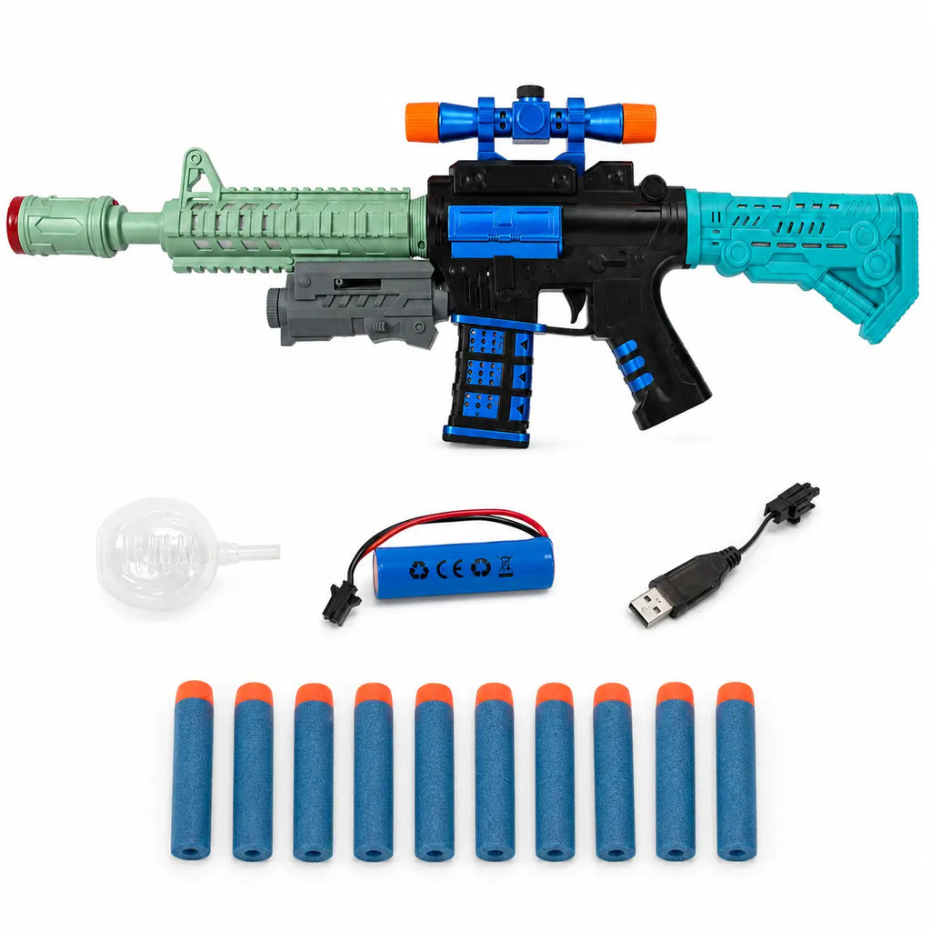 Shooting Fire toy gun complete set with 10 foam darts rechargeable battery USB cable and accessories