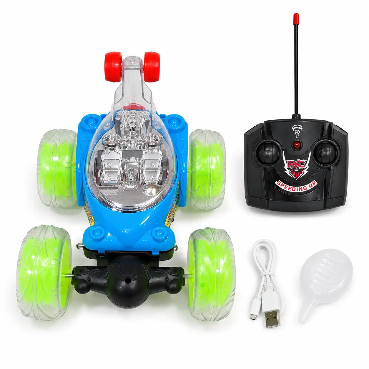 Spray Stunt RC Car complete set with remote controller USB charging cable and water filling accessory